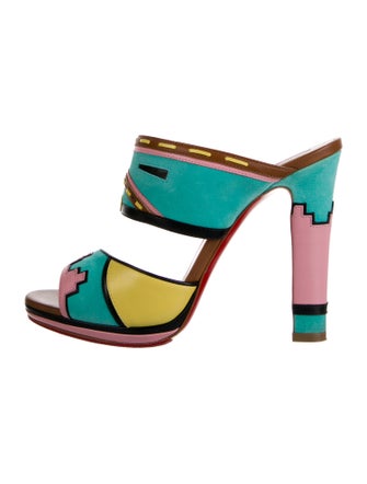 Christian Louboutin Suede Printed Slides