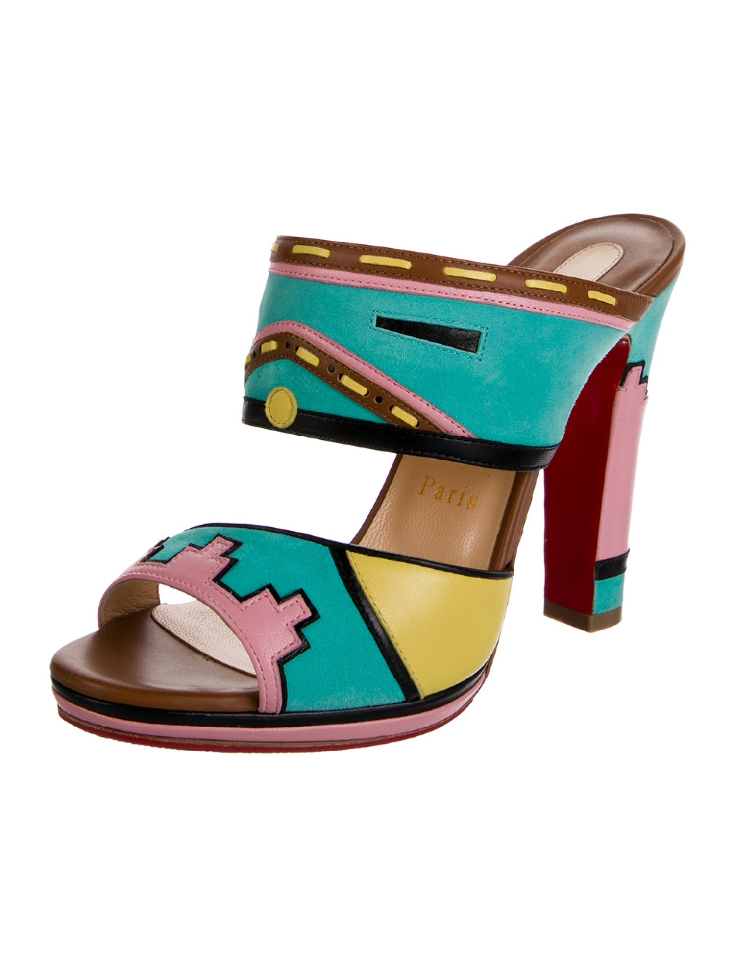 Christian Louboutin Suede Printed Slides