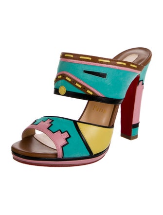 Christian Louboutin Suede Printed Slides