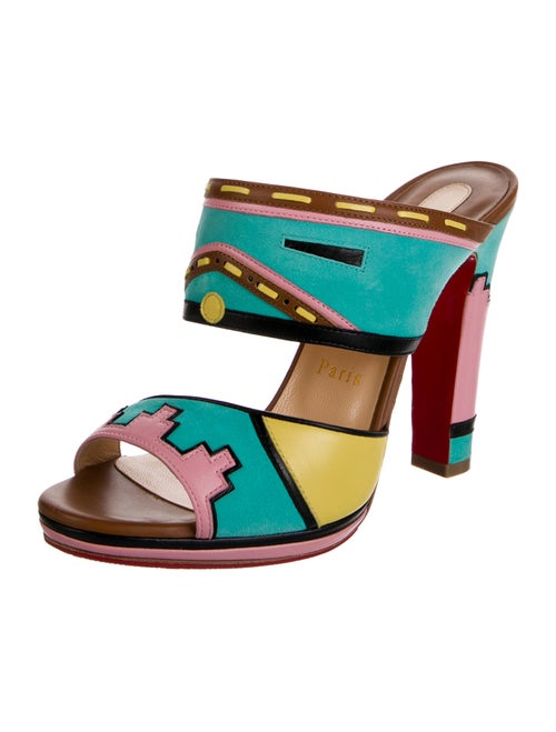 Christian Louboutin Suede Printed Slides