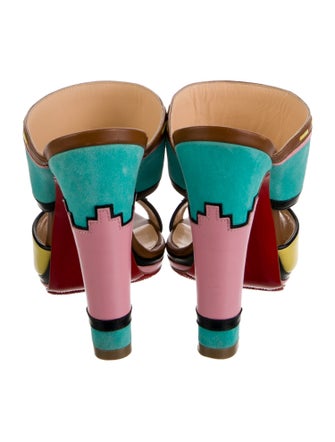 Christian Louboutin Suede Printed Slides