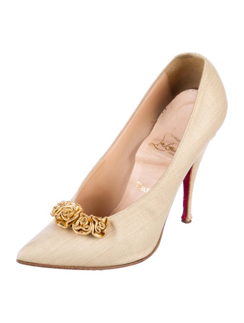 Christian Louboutin Canvas Ruffle Embellishment Pumps