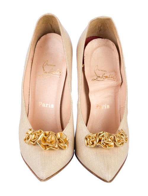 Christian Louboutin Canvas Ruffle Embellishment Pumps