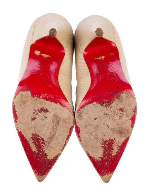 Christian Louboutin Canvas Ruffle Embellishment Pumps