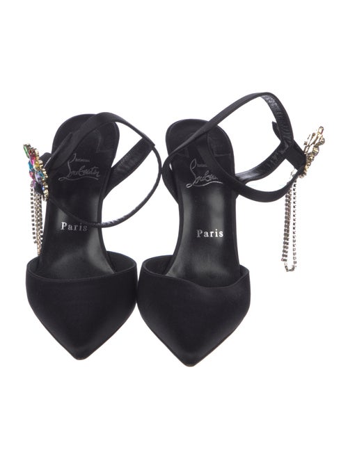 Christian Louboutin Satin Crystal Embellishments Slingback Pumps