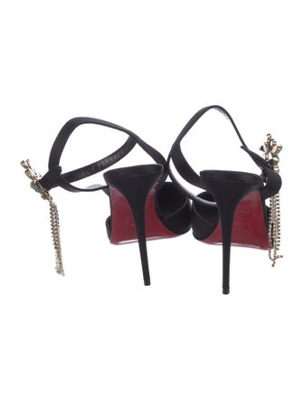 Christian Louboutin Satin Crystal Embellishments Slingback Pumps