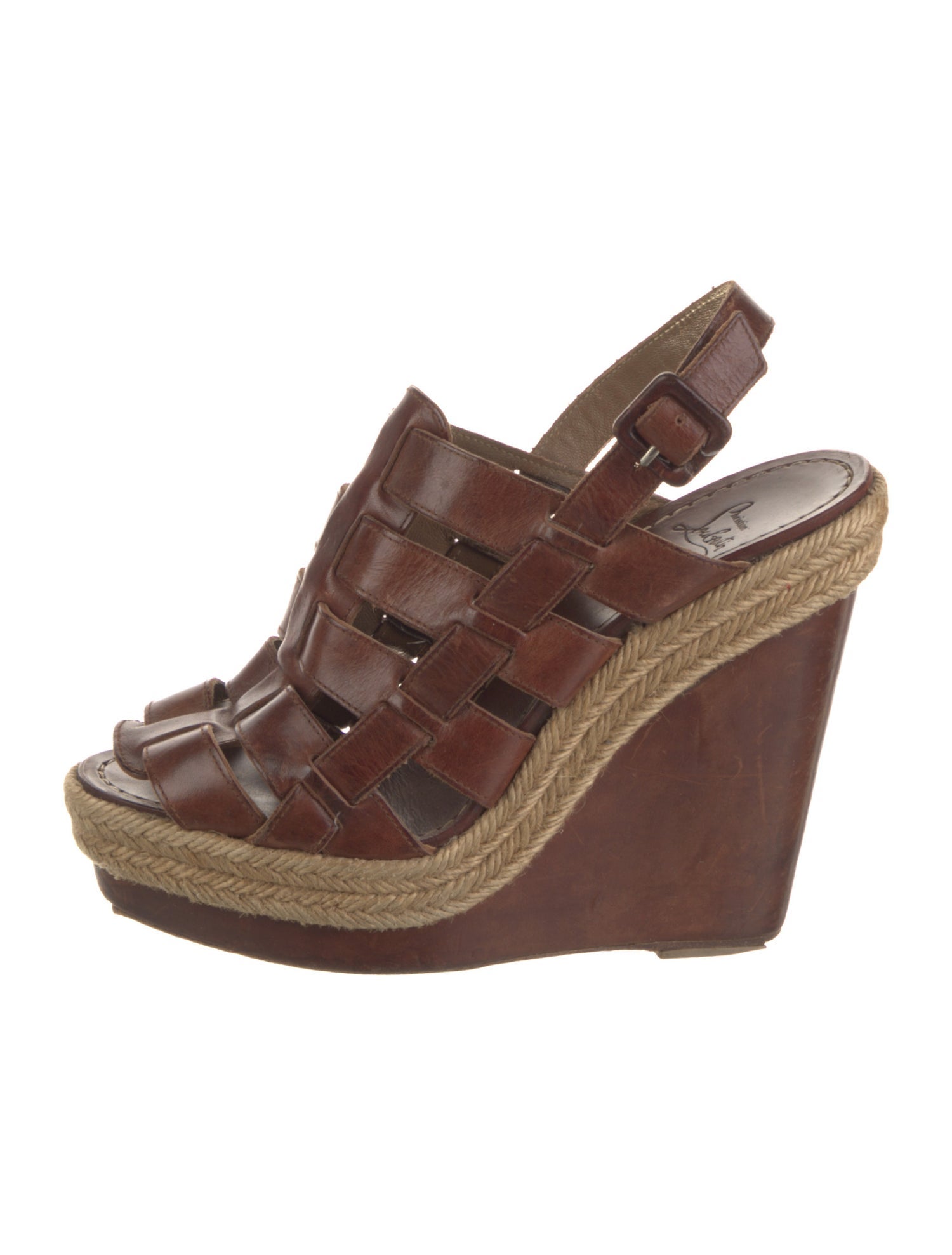 Christian Louboutin Leather Braided Accents Slingback Sandals