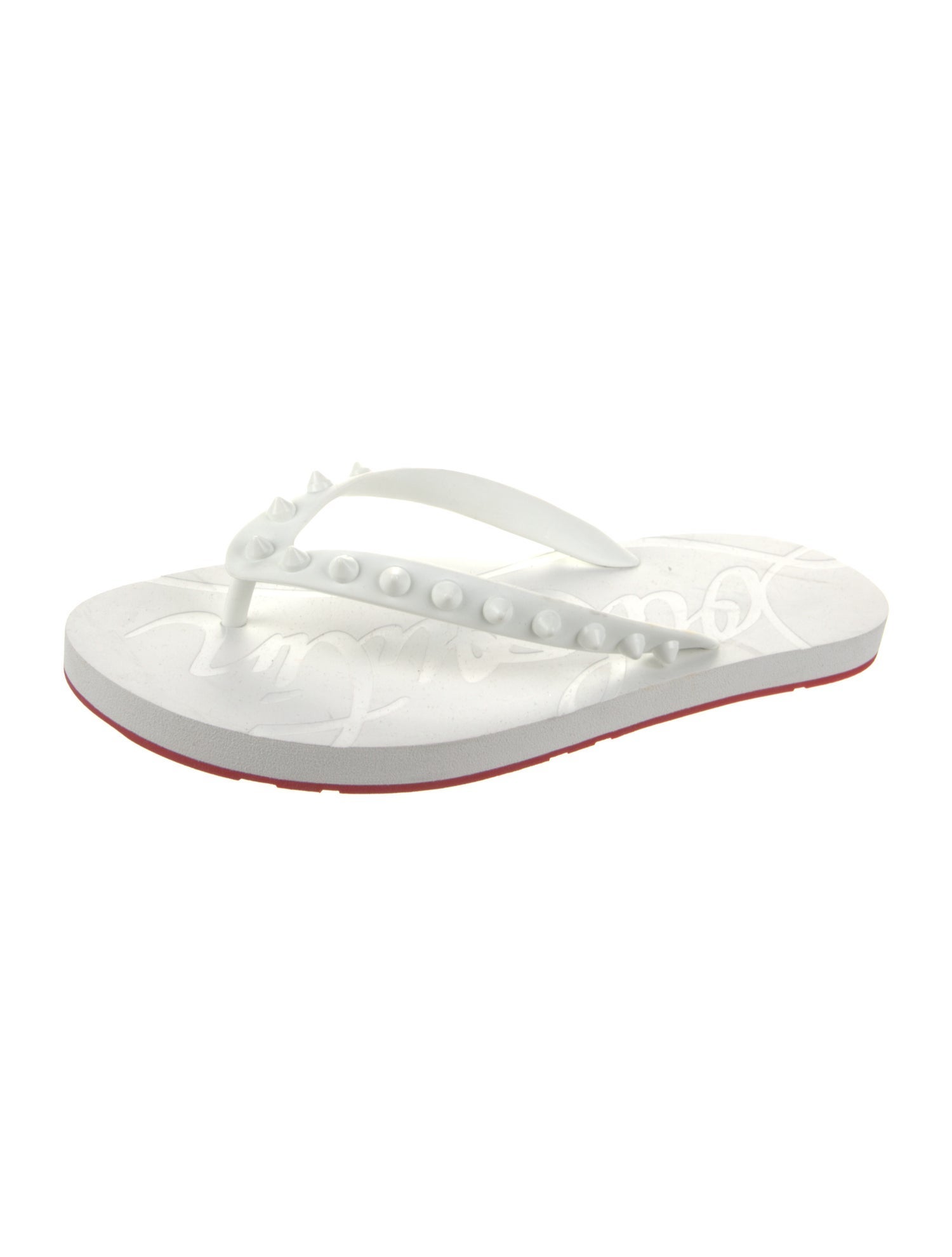 Christian Louboutin Rubber Studded Accents Flip Flops