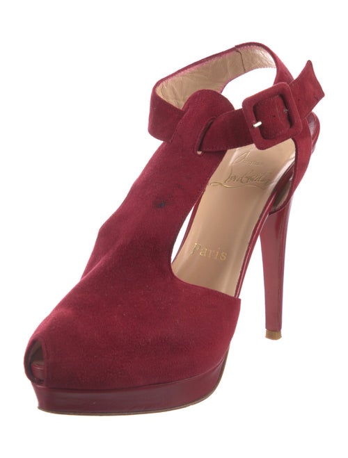 Christian Louboutin Suede Leather Trim Embellishment T-Strap Pumps