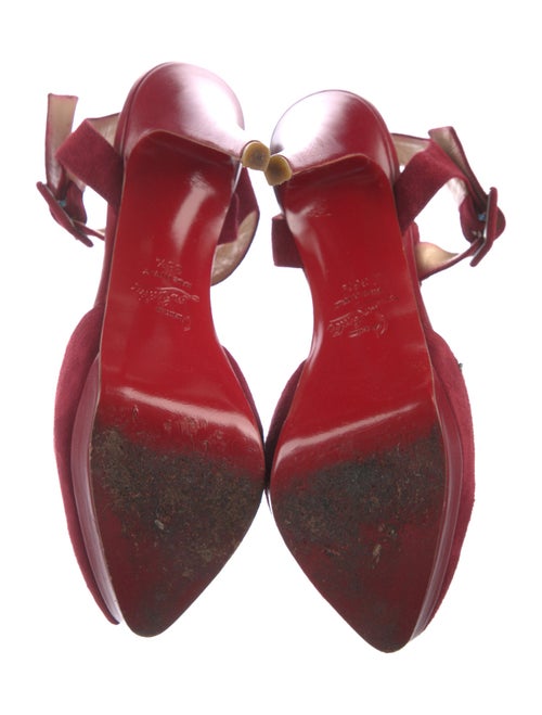 Christian Louboutin Suede Leather Trim Embellishment T-Strap Pumps