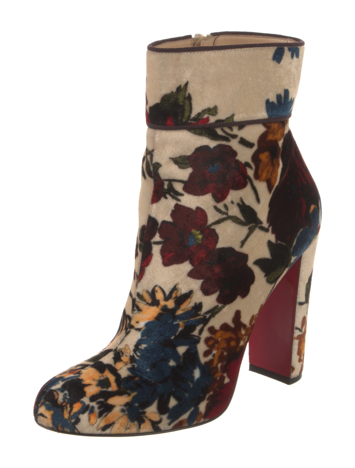 Christian Louboutin Velvet Floral Print Boots