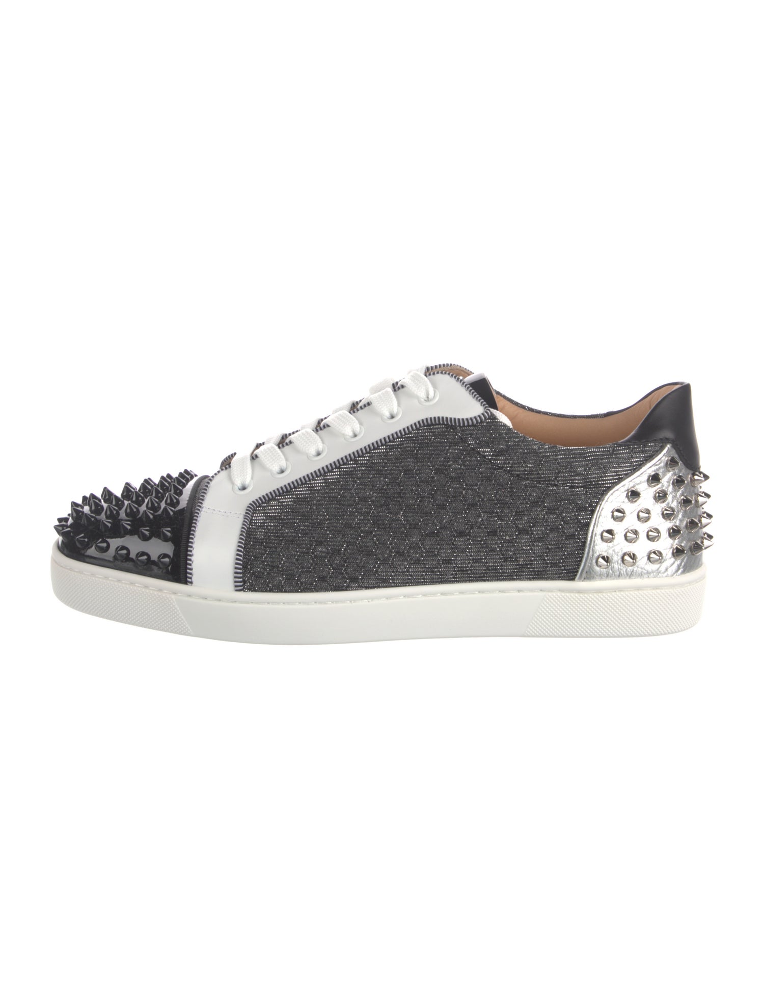 Christian Louboutin Spike Accents Colorblock Pattern Sneakers w/ Tags