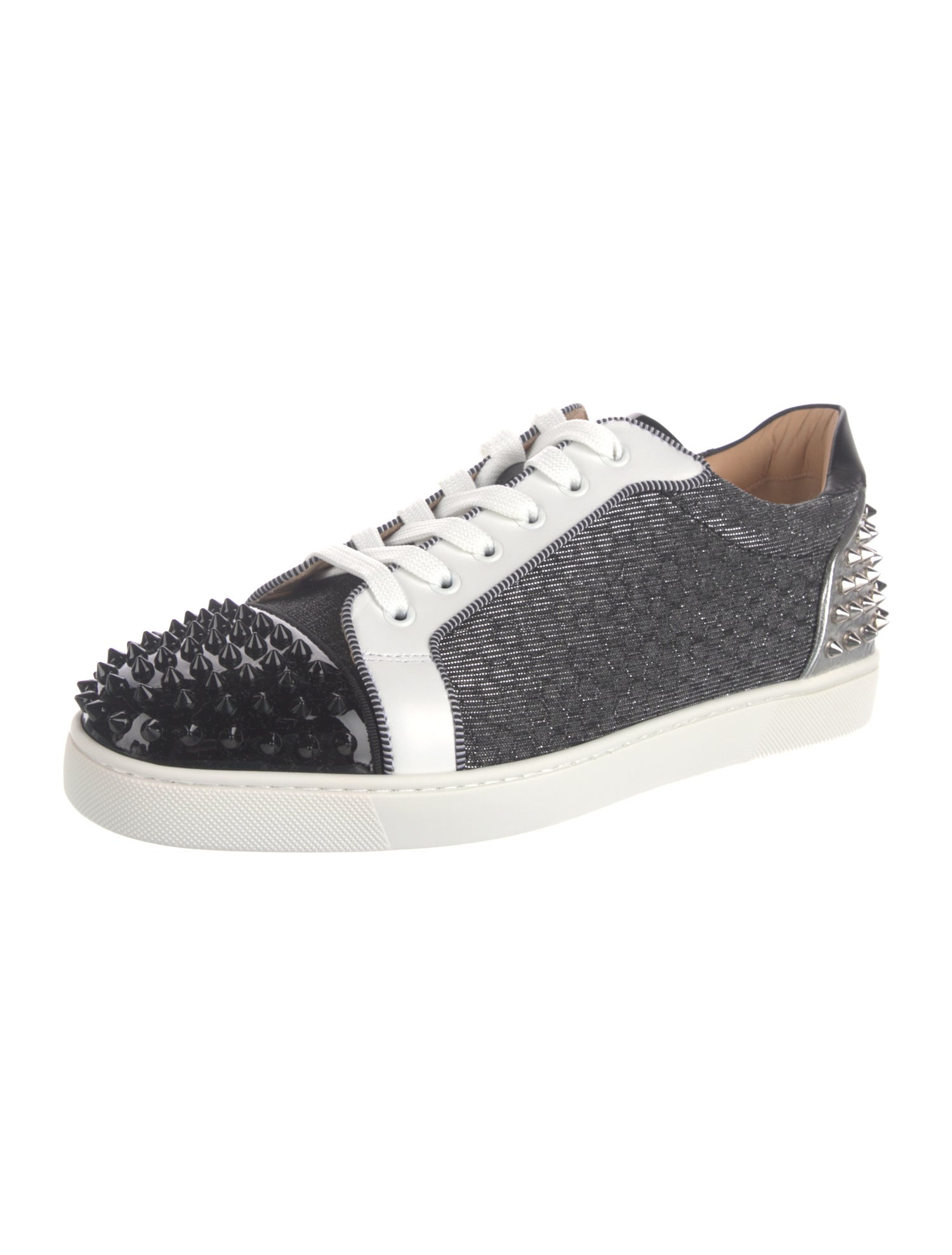 Christian Louboutin Spike Accents Colorblock Pattern Sneakers w/ Tags