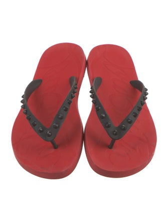 Christian Louboutin Spike Accents Rubber Flip Flops