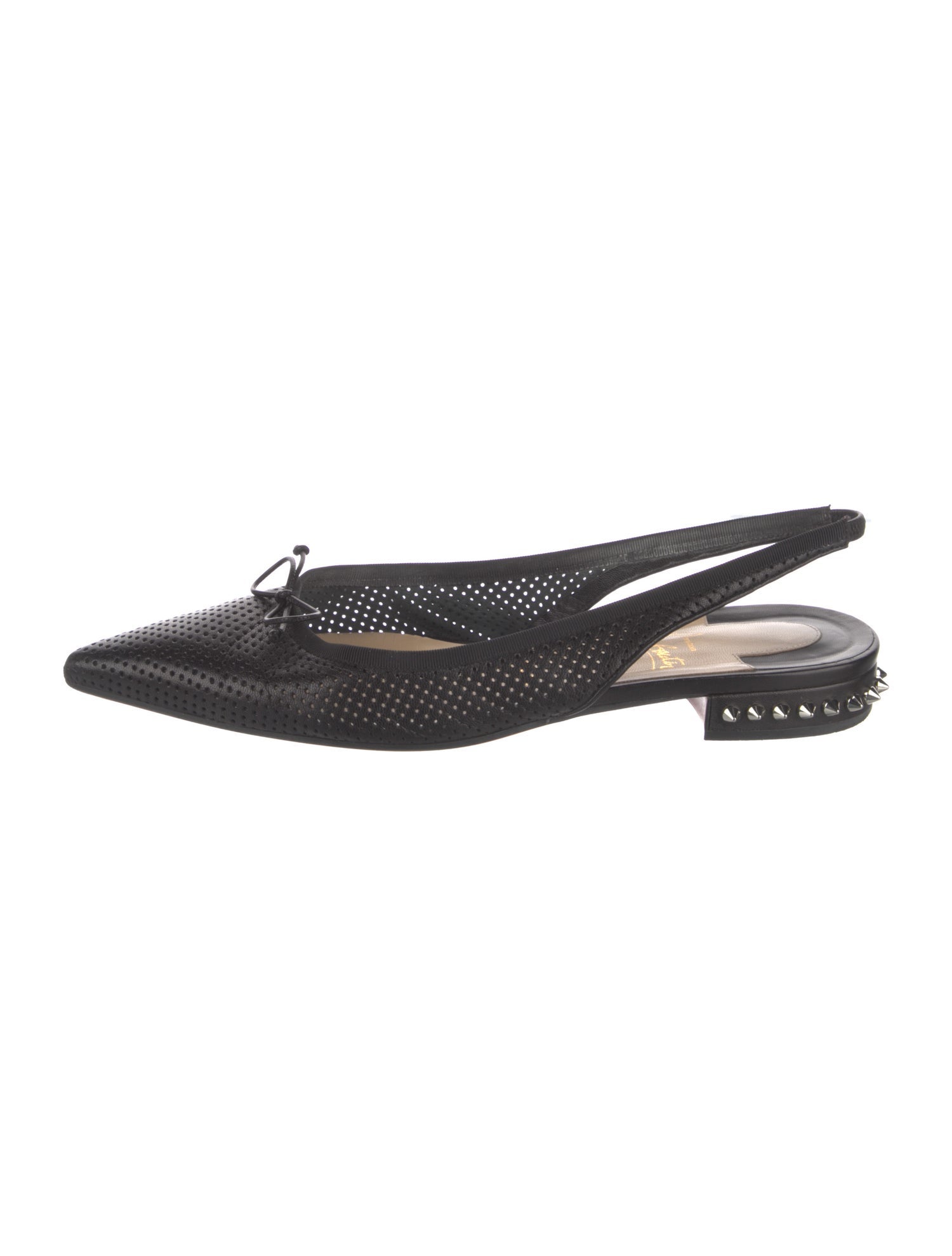 Christian Louboutin Spike Accents Leather Slingback Flats