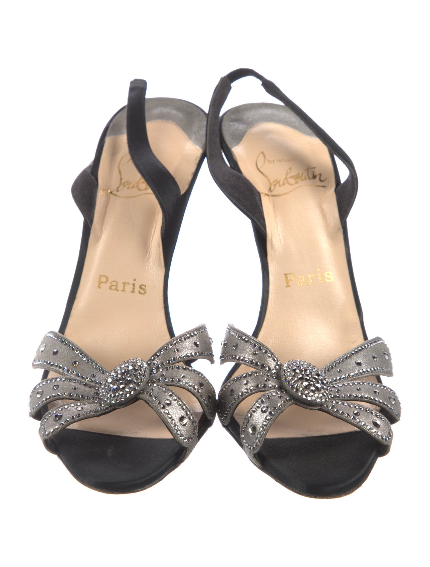 Christian Louboutin Satin Printed Slingback Sandals