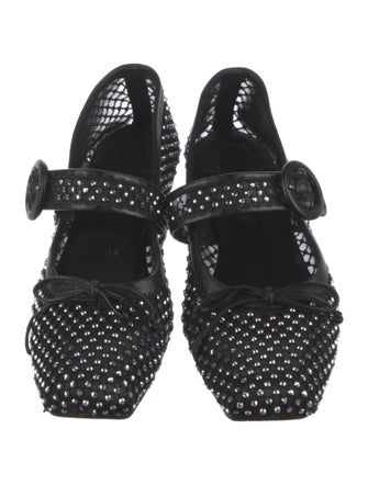 Christian Louboutin Crystal Mesh Accents Mary Jane Flats