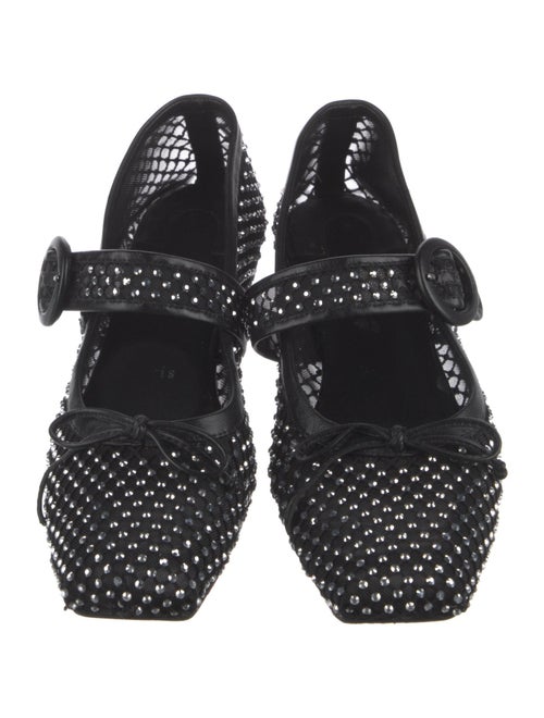 Christian Louboutin Crystal Mesh Accents Mary Jane Flats