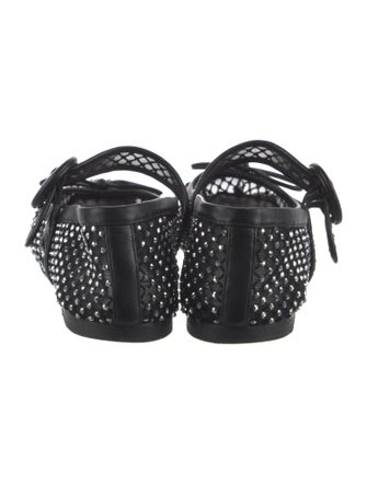 Christian Louboutin Crystal Mesh Accents Mary Jane Flats