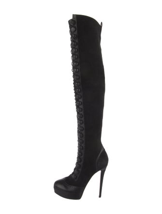 Christian Louboutin Suede Lace-Up Boots