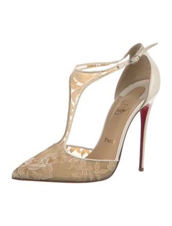 Christian Louboutin Salonu 120 Lace T-Strap Pumps