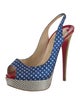 Christian Louboutin Polka Dot Print Glitter Accents Slingback Pumps