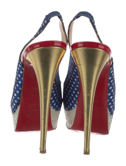 Christian Louboutin Polka Dot Print Glitter Accents Slingback Pumps