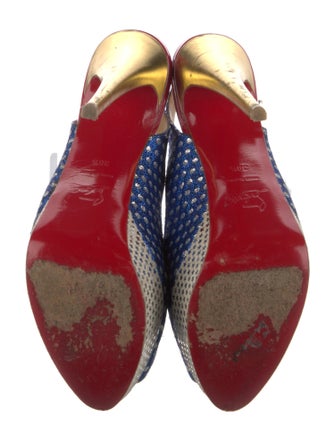 Christian Louboutin Polka Dot Print Glitter Accents Slingback Pumps