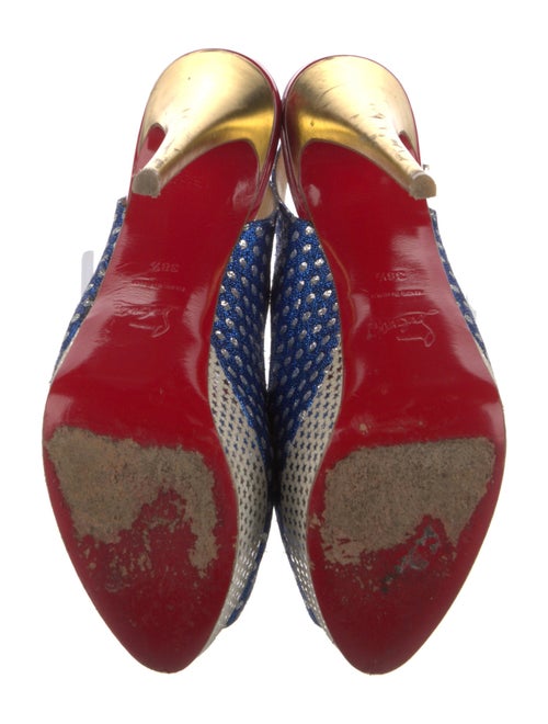 Christian Louboutin Polka Dot Print Glitter Accents Slingback Pumps