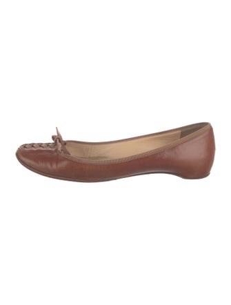 Christian Louboutin Leather Bow Accents Ballet Flats