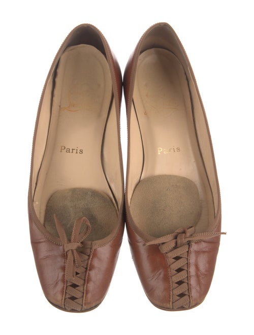 Christian Louboutin Leather Bow Accents Ballet Flats