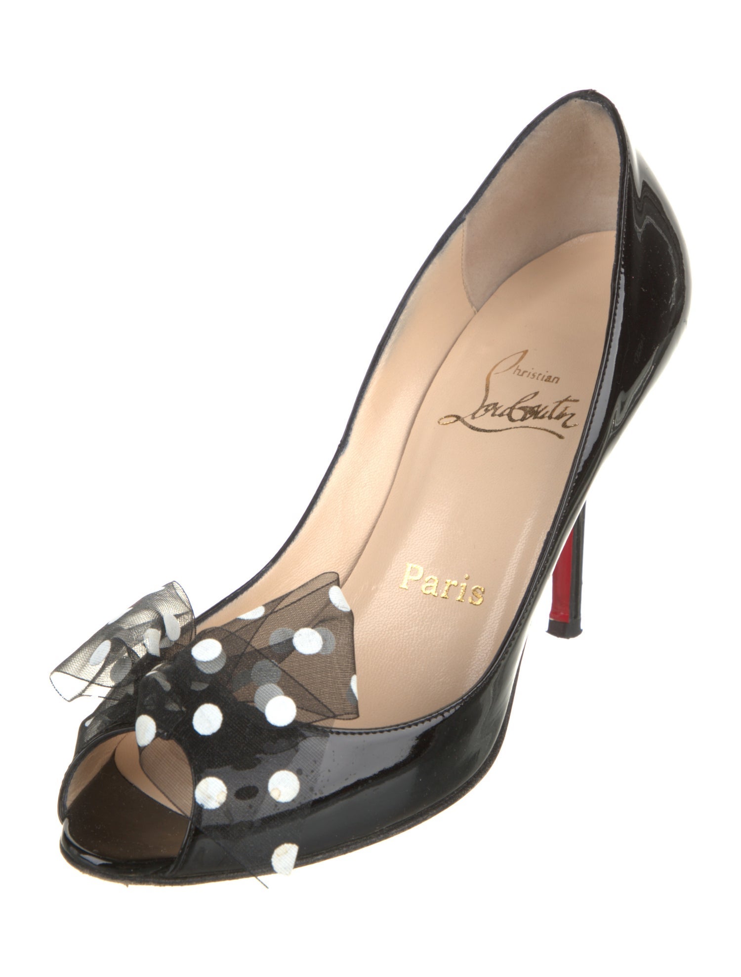 Christian Louboutin Patent Leather Bow Accents Pumps