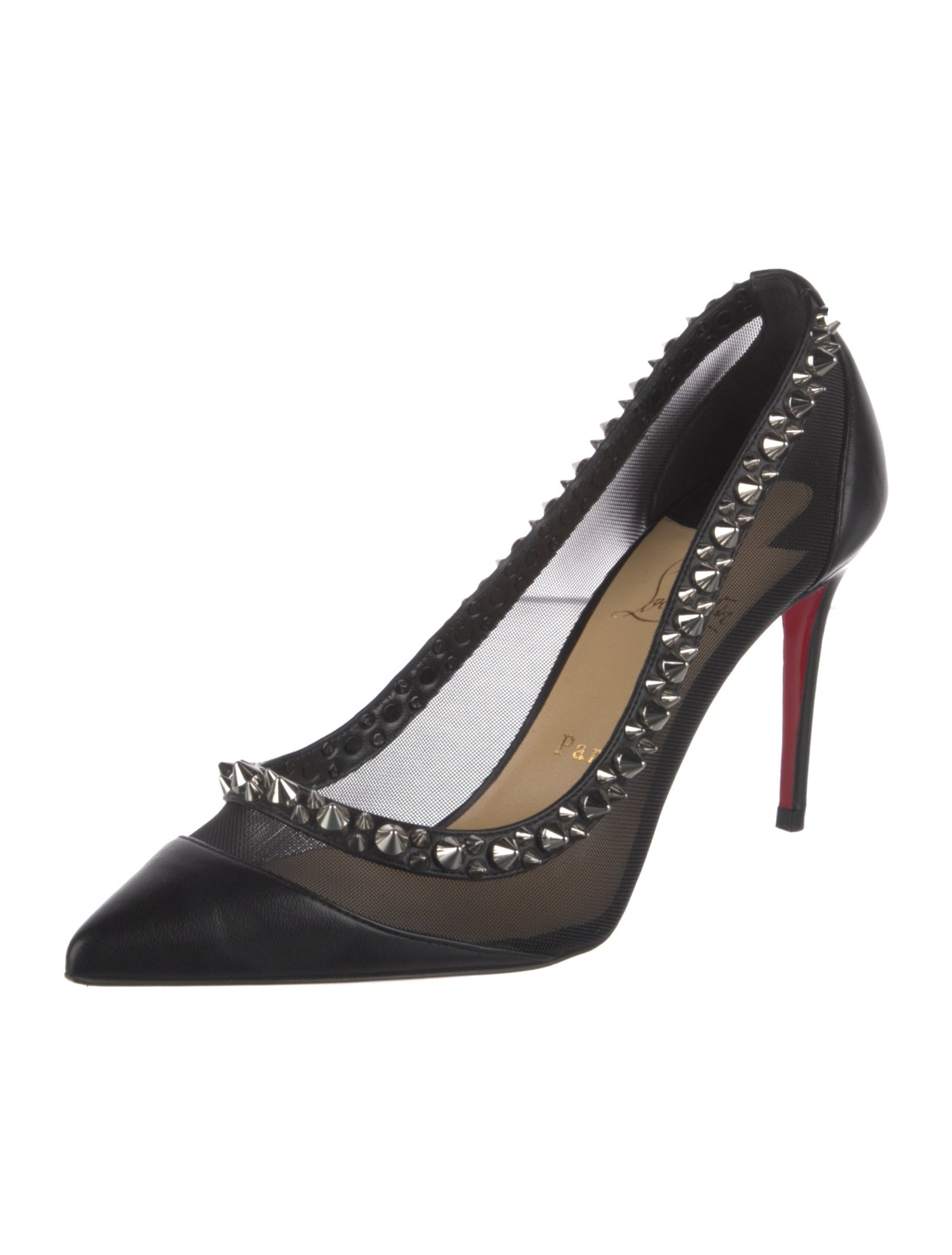 Christian Louboutin Leather Mesh Accents Pumps