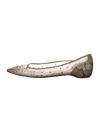 Christian Louboutin Mesh Crystal Embellishments Ballet Flats