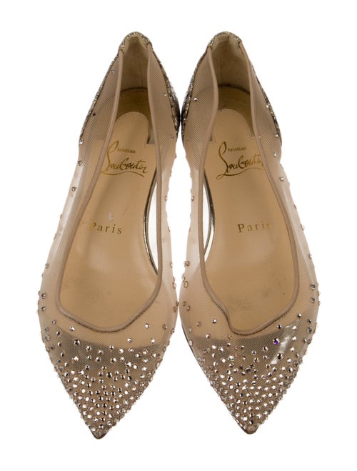 Christian Louboutin Mesh Crystal Embellishments Ballet Flats