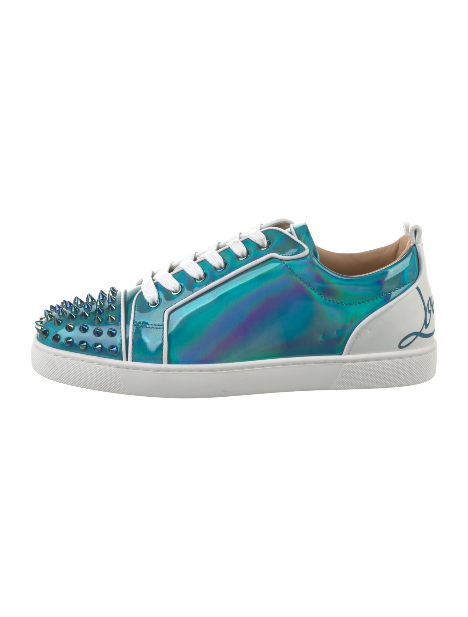 Christian Louboutin Spike Accents Patent Leather Sneakers