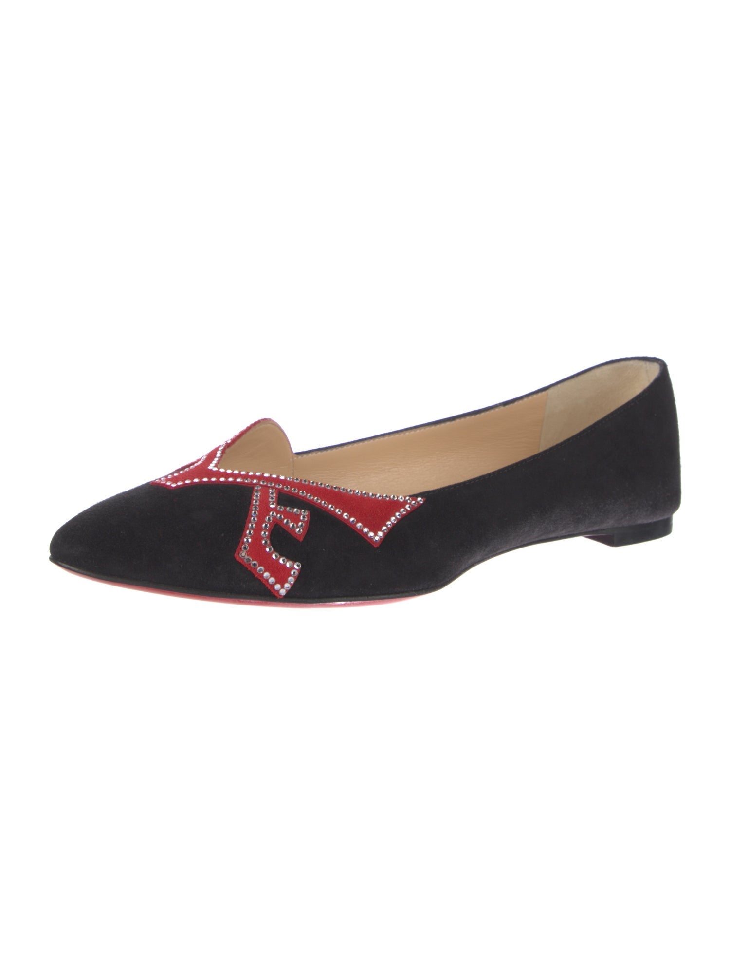 Christian Louboutin Suede Crystal Embellishments Flats