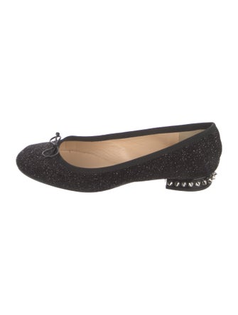 Christian Louboutin Spike Accents Glitter Ballet Flats