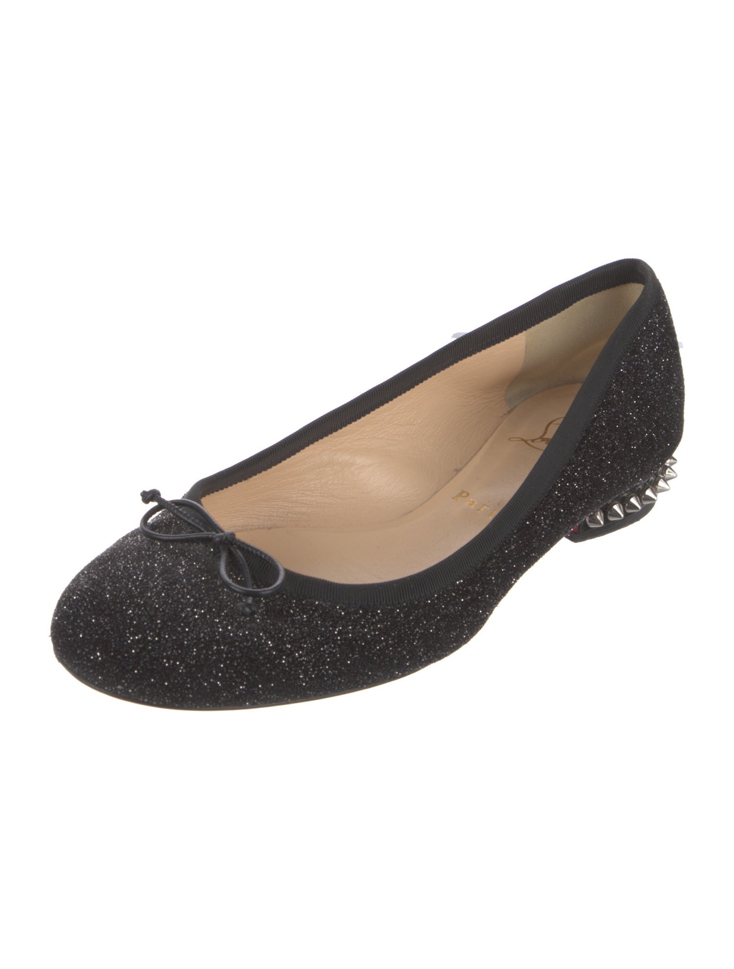 Christian Louboutin Spike Accents Glitter Ballet Flats