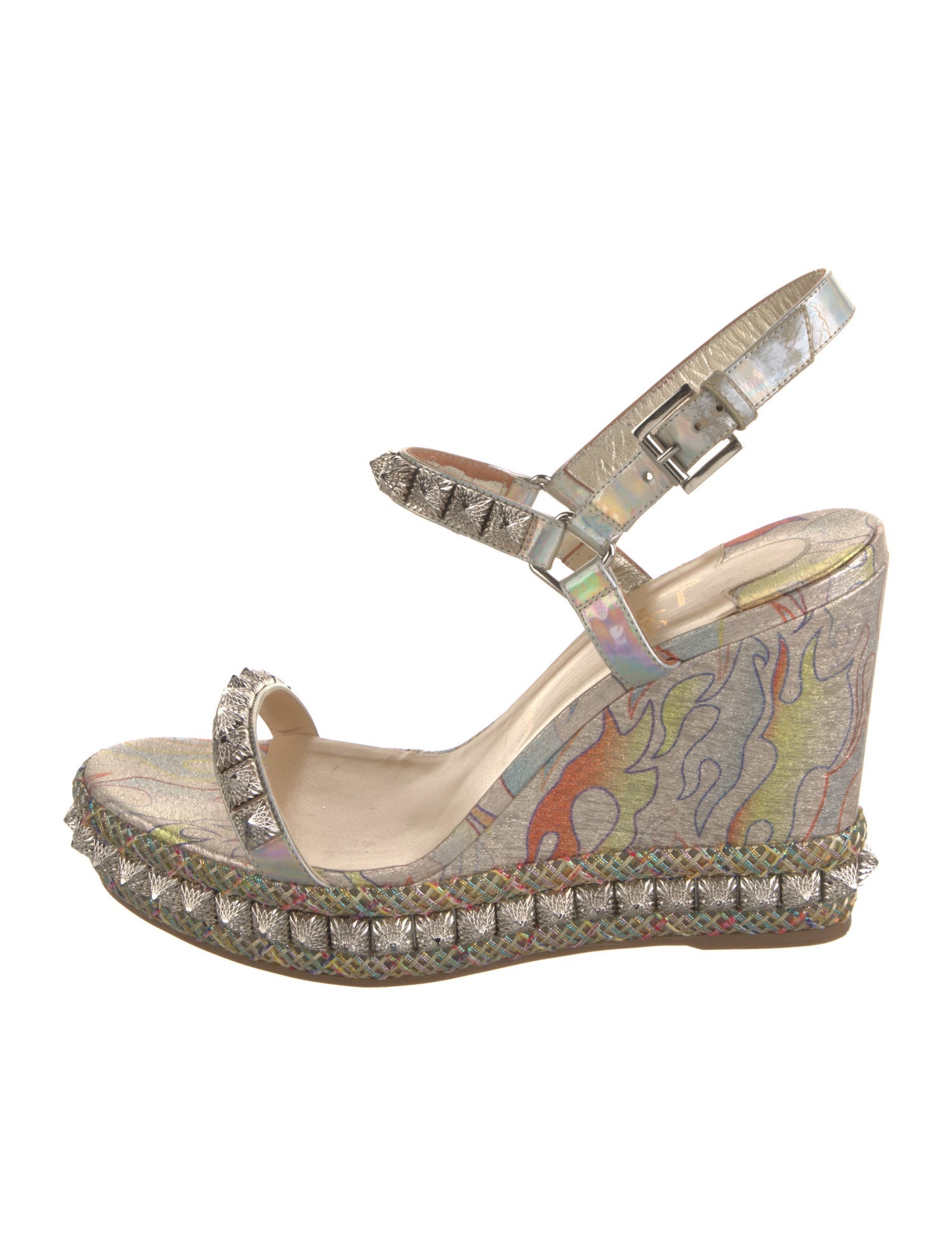 Christian Louboutin Spike Accents Printed Espadrilles