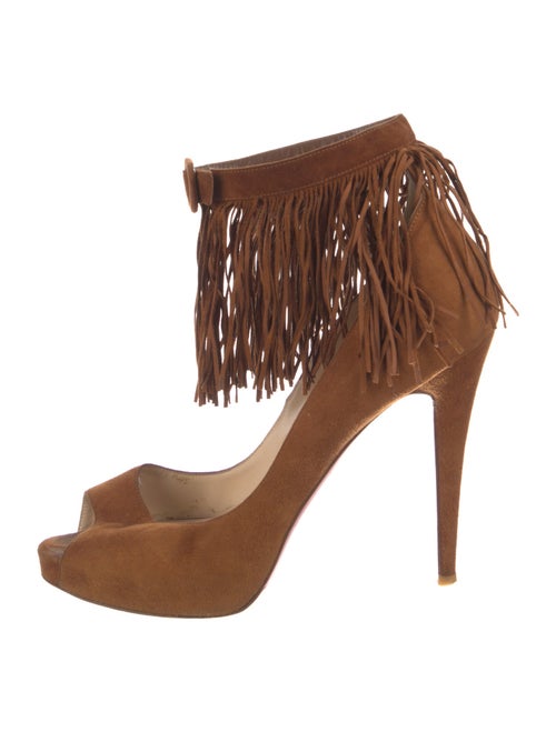 Christian Louboutin Suede Fringe Trim Accent Pumps