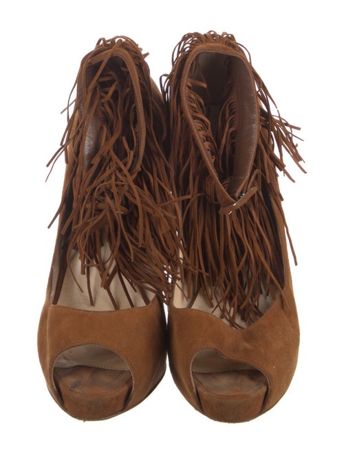 Christian Louboutin Suede Fringe Trim Accent Pumps