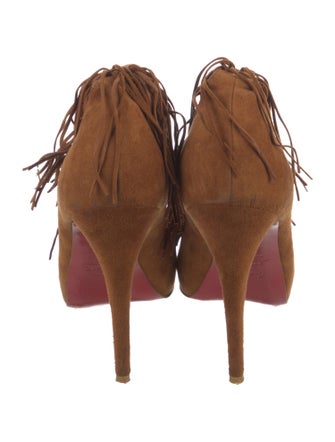 Christian Louboutin Suede Fringe Trim Accent Pumps