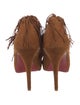Christian Louboutin Suede Fringe Trim Accent Pumps