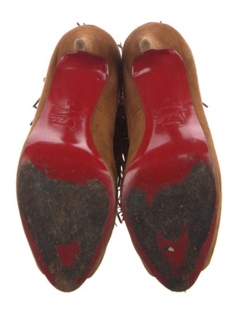 Christian Louboutin Suede Fringe Trim Accent Pumps
