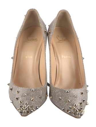 Christian Louboutin Spike Accents Glitter Pumps