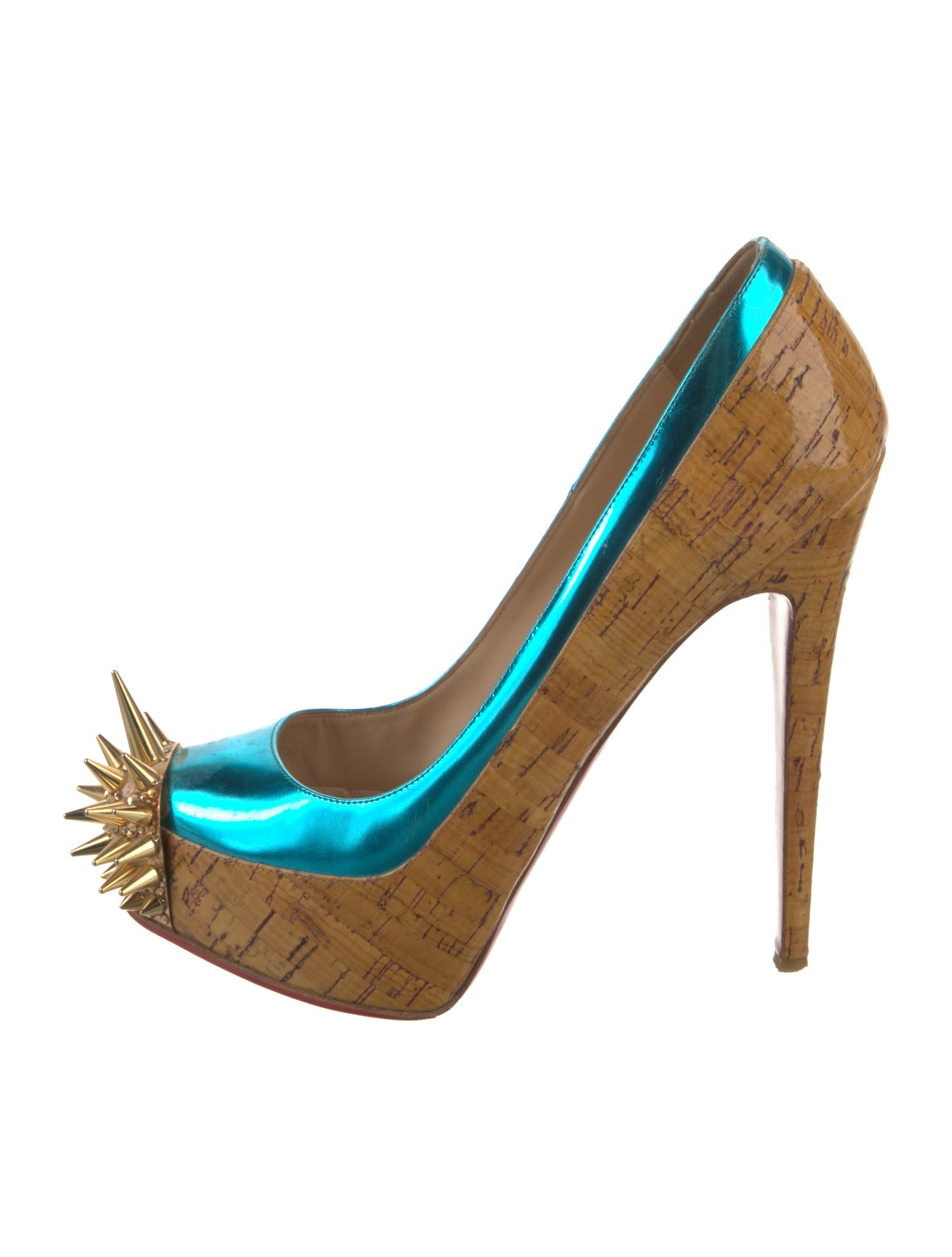 Christian Louboutin Spike Accents Colorblock Pattern Pumps