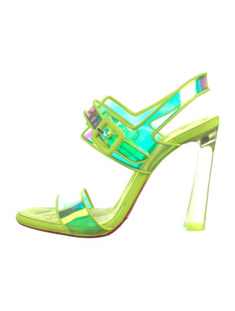 Christian Louboutin PVC Leather Trim Embellishment Slingback Sandals