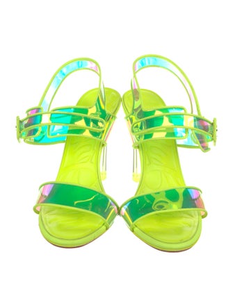 Christian Louboutin PVC Leather Trim Embellishment Slingback Sandals