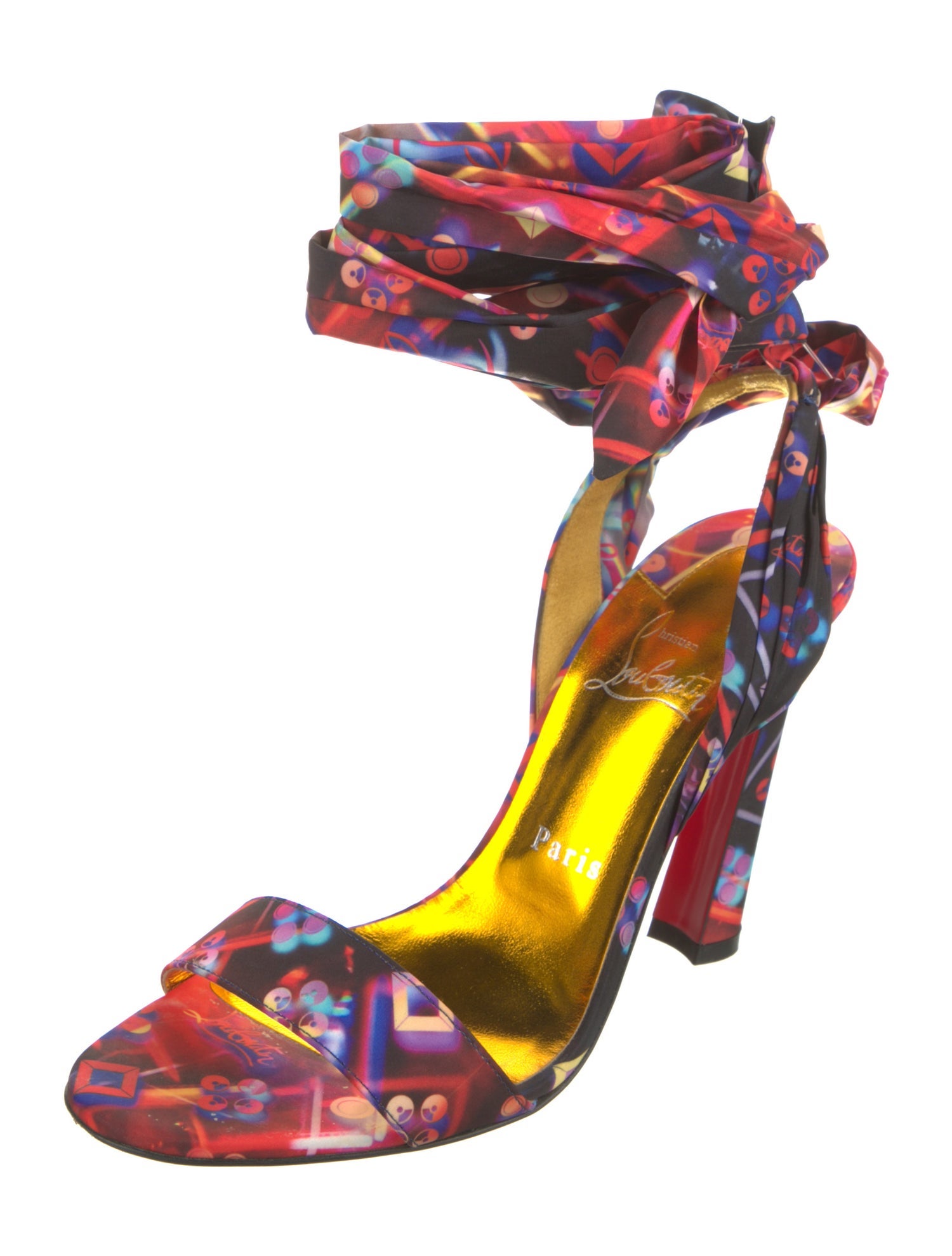 Christian Louboutin Satin Printed Sandals